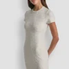 Vestido de cuello redondo con estampado jacquard del logotipo Vestido de cuello redondo con estampado jacquard del logotipo
