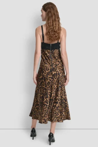Vestido de satén estampado sin mangas