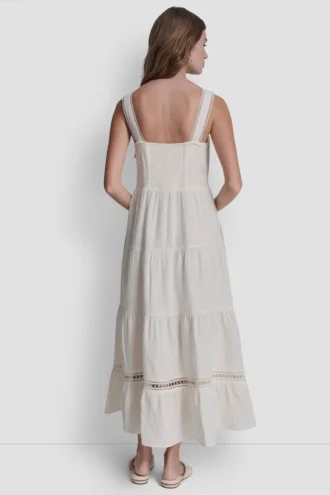 Vestido largo sin mangas con volantes