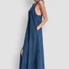 Vestido Maxi con cuello en V y tirantes anudados Vestido Maxi con cuello en V y tirantes anudados