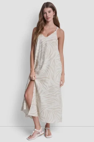Vestido Maxi con lazo en la espalda de mezcla de lino