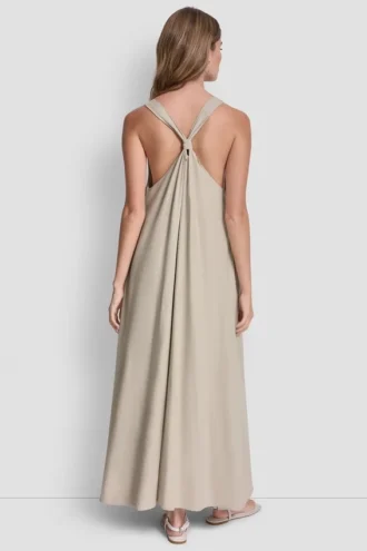 Vestido Maxi con lazo en la espalda de mezcla de lino
