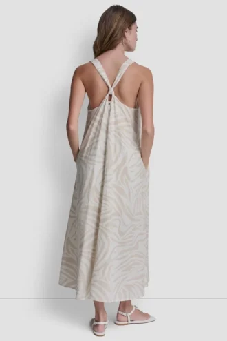 Vestido Maxi con lazo en la espalda de mezcla de lino