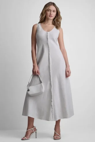 Vestido Maxi de lino deshilachado