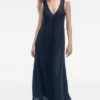 Vestido Maxi de lino deshilachado Vestido Maxi de lino deshilachado