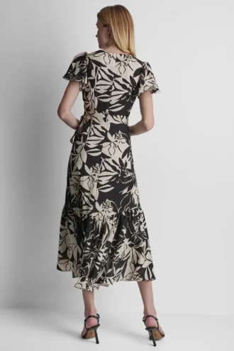 Vestido midi con efecto cruzado