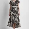 Vestido midi con efecto cruzado Vestido midi con efecto cruzado