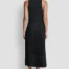 Vestido midi plisado de mezcla de tejidos Vestido midi plisado de mezcla de tejidos