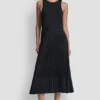 Vestido midi plisado de mezcla de tejidos Vestido midi plisado de mezcla de tejidos