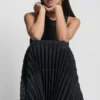 Vestido midi plisado de mezcla de tejidos Vestido midi plisado de mezcla de tejidos