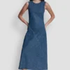 Vestido midi sin mangas de denim Vestido midi sin mangas de denim