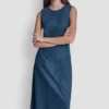 Vestido midi sin mangas de denim Vestido midi sin mangas de denim