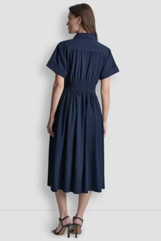 Vestido para ir al trabajo con cintura fruncida