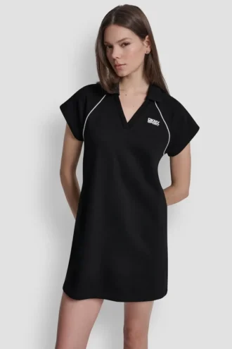 Vestido polo mini de manga corta con logotipo Vestido polo mini de manga corta con logotipo