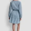 Vestido vaquero con cinturón y cuello en V Vestido vaquero con cinturón y cuello en V